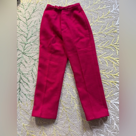 Vintage 1960s Lined fuchsia wool high waisted pants - Picture 1 of 5